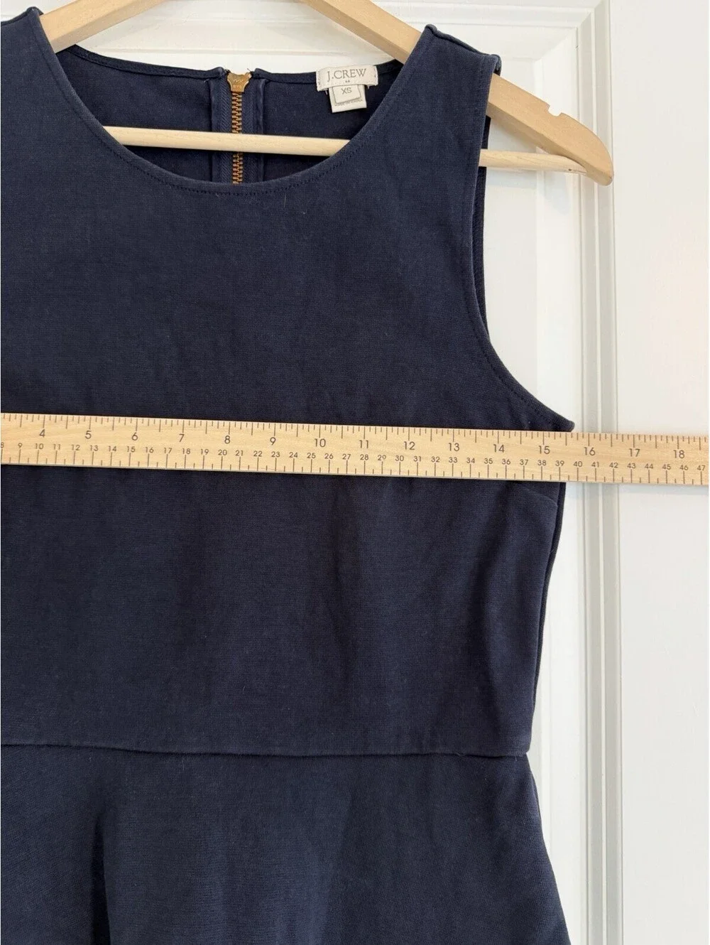 J.Crew Navy Peplum Sleeveless Top with Gold Zip Size XS Chic Preppy Classic